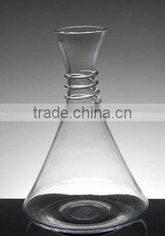 wholesale hand blown clear polish crystal red glass decanter