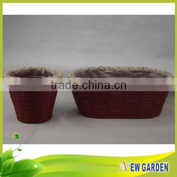 Customized Garden Smart Woven Rattan Planter With Plastic Flower Pot Liners