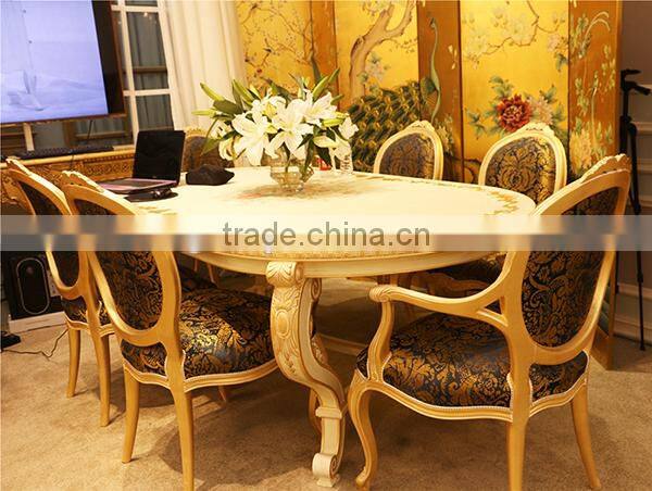 Luxury French Rococo Timber Dining Table Set for Noble House BF11-05051b