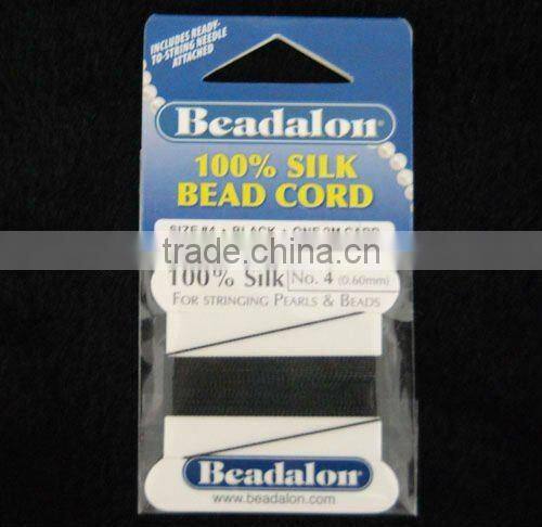 wholesale 0.7mm 100% silk beading cord with needle attached