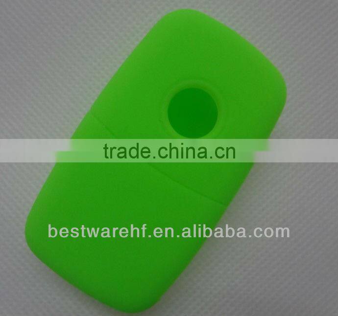 3 buttons Yellow Color silicone car key jackets for VW Polo Golf