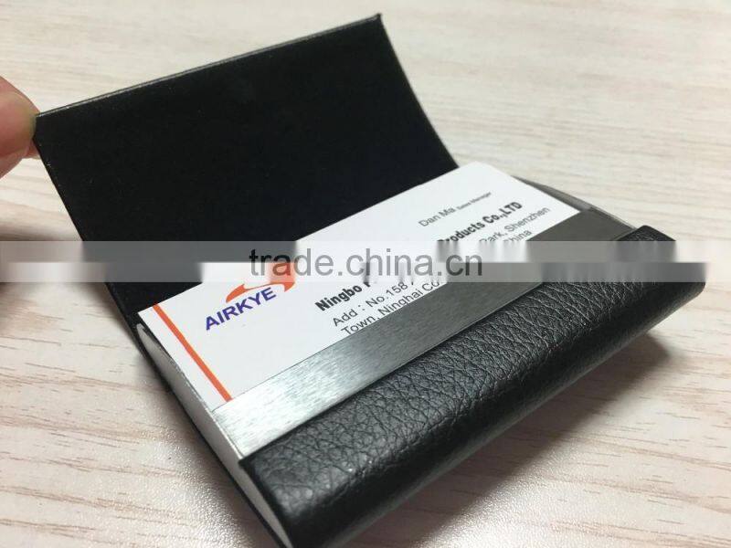 Double side PU leather&Metal business card holder /name card holder