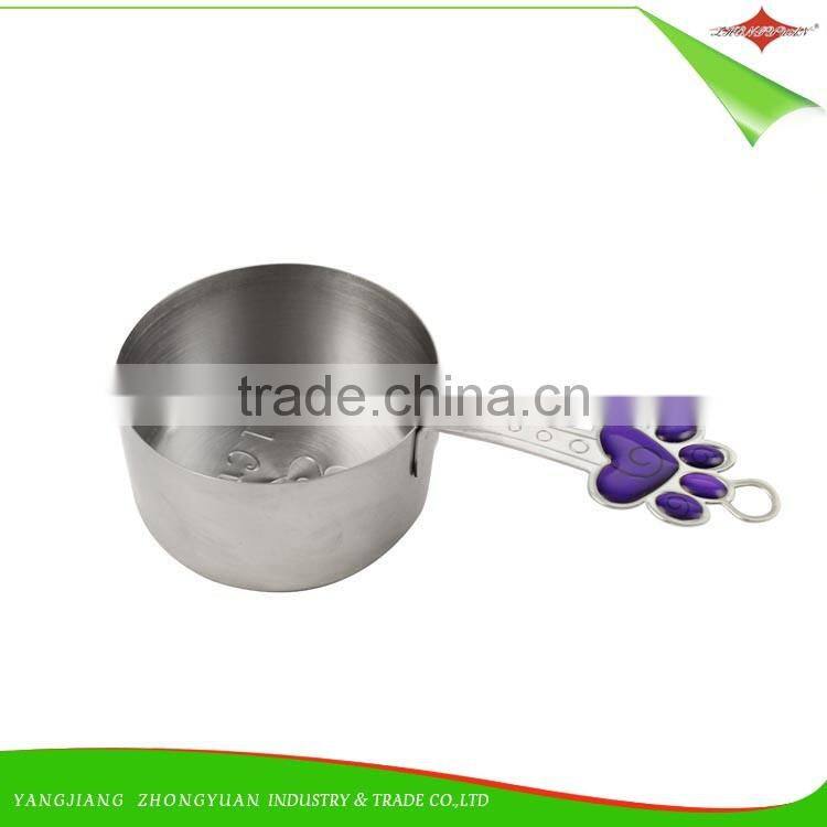 ZY-L1022 4pcs stainless steel measuring cup set with lovely doggy footprints handle