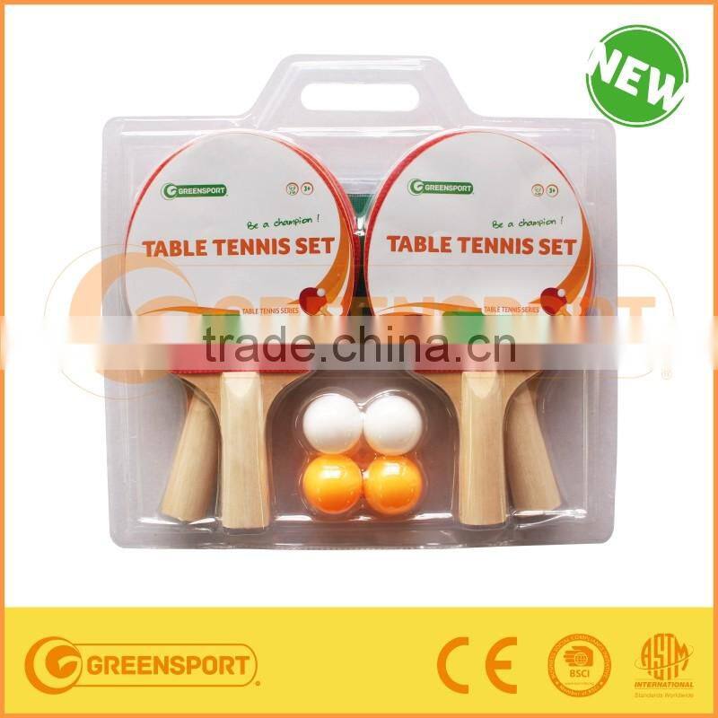 Promotional Table Tennis Bat Set pingpang ball with 4 rackets and 4 balls