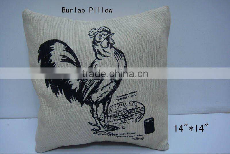 Good Sale 14''L Antique Burlap Cushion Crafts with Pig Design