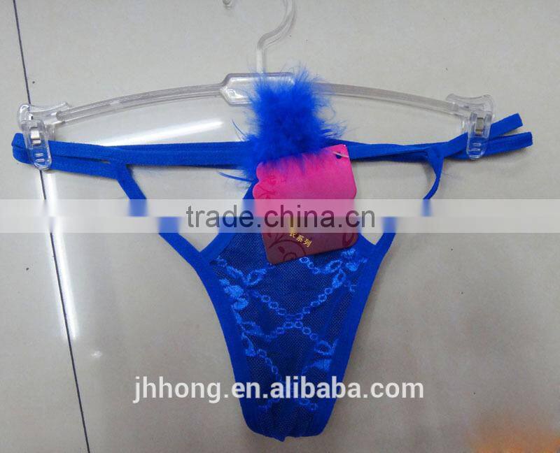 Wholesale factory price sexy lady panty with feather