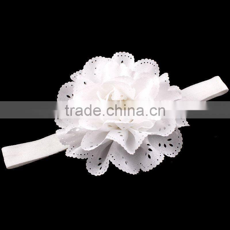 handmade fabric flower headband with pearl center for kids hair accessories