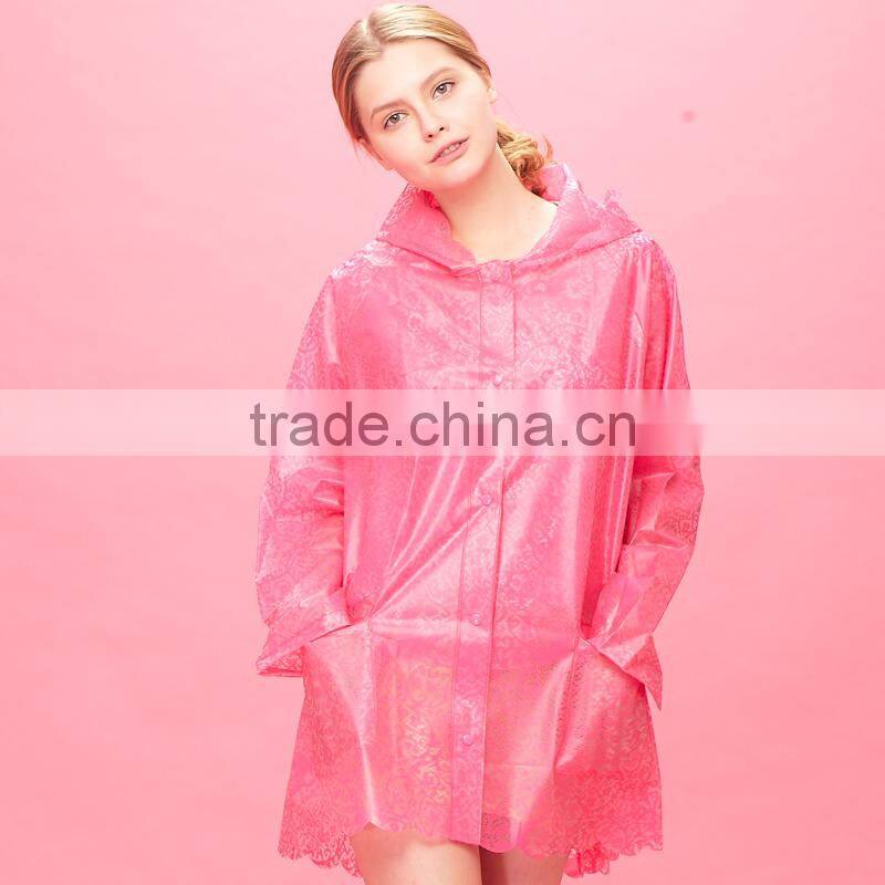 wholesale eva/tpu raincape women lace raincoats