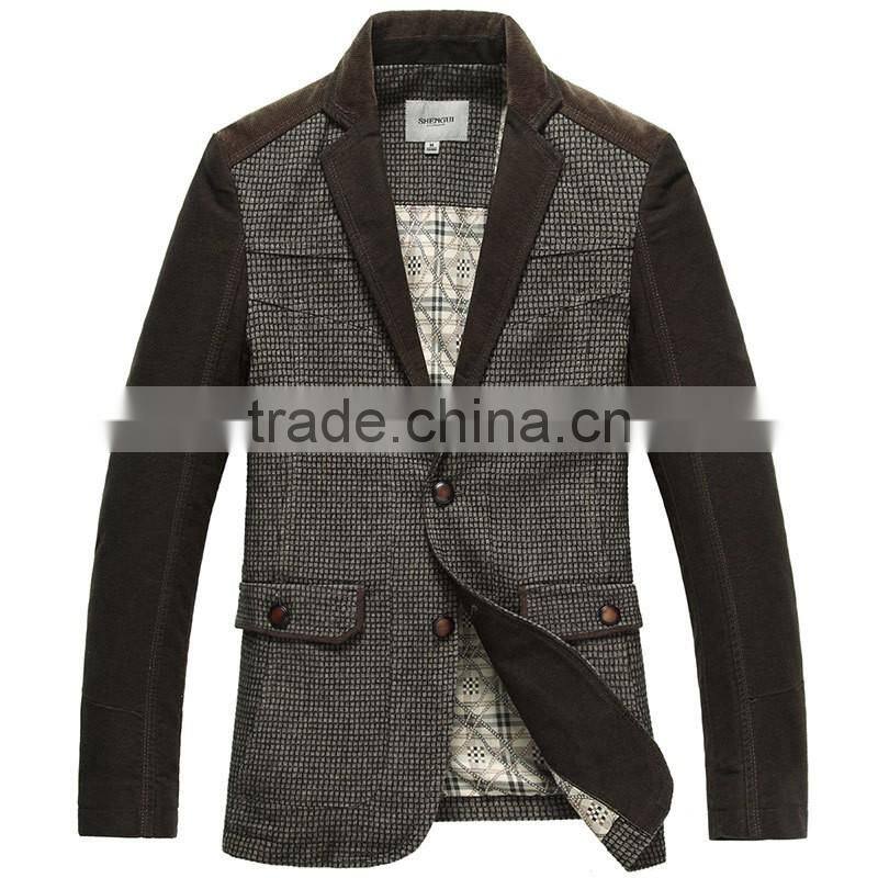 2016 new design slim fit blazer for man grid business suit 100% wool spring / autumn clothes