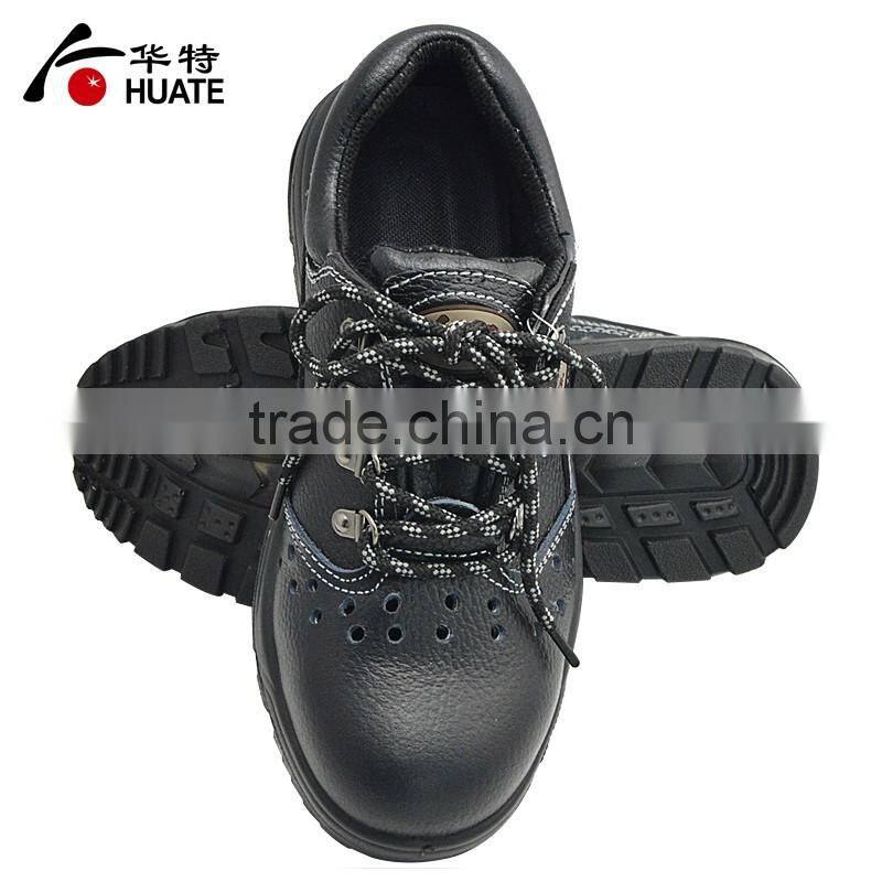 Black steel leather safety shoe/industry work safety shoe
