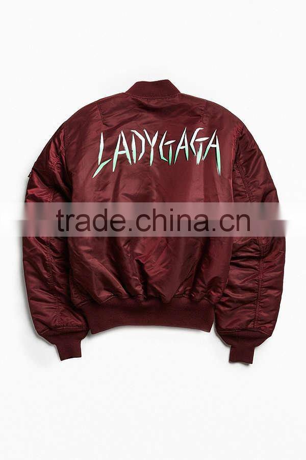 Custom Made Your Own Design Lady Gaga Joanne Tour Bomber Jacket Advertising Printing Logo Unisex Waterproof Nylon Jacket