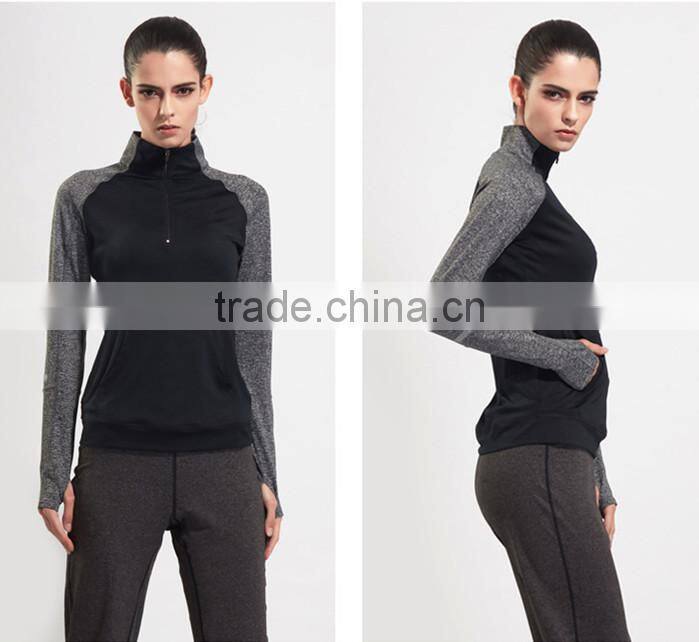 Wholesale Seamless Women Half Zip Long Sleeve Shirts