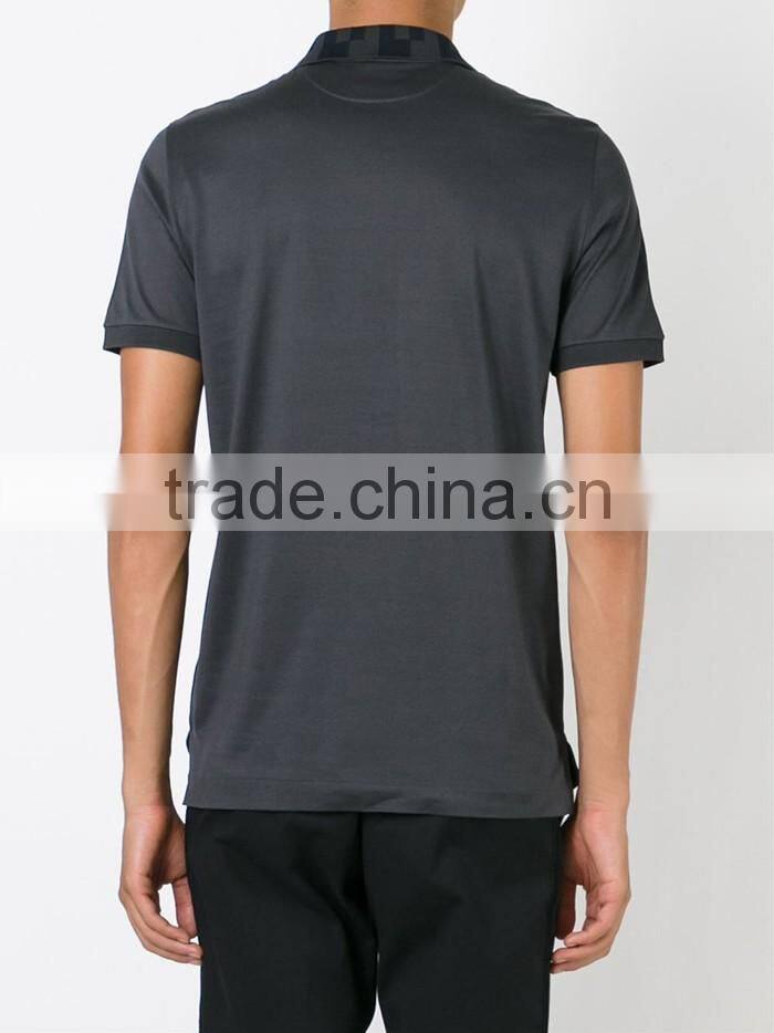 Dark grey cotton print collar mens latest design polo shirt wholesale
