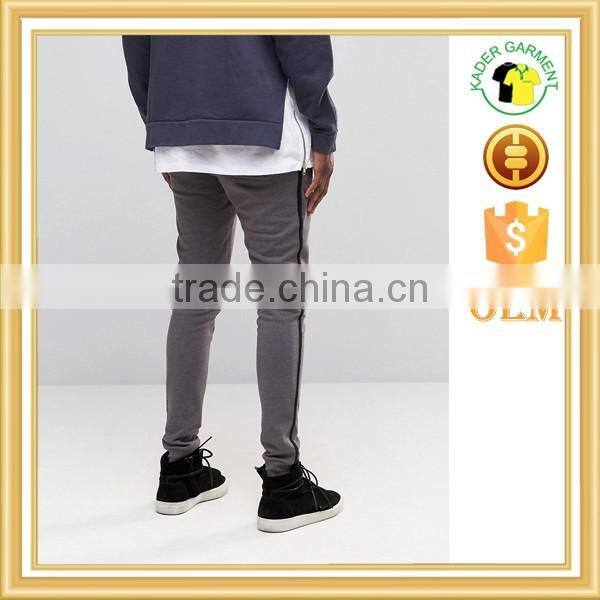 2016 trendy pants grey joggers in cotton plain sweatpants with stripe side