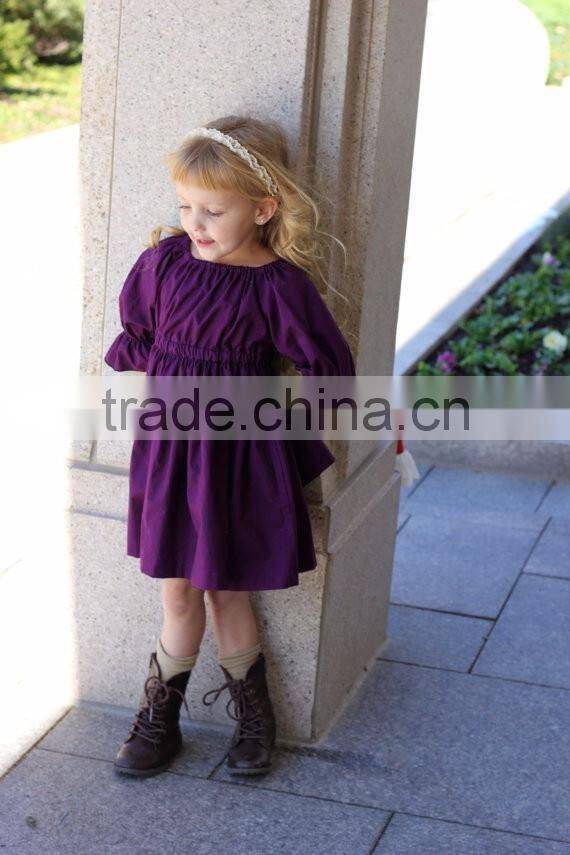 Hot sale baby kids ruffle purple gowns and dresses 3/4 sleeves Christmas kids baby dress girls