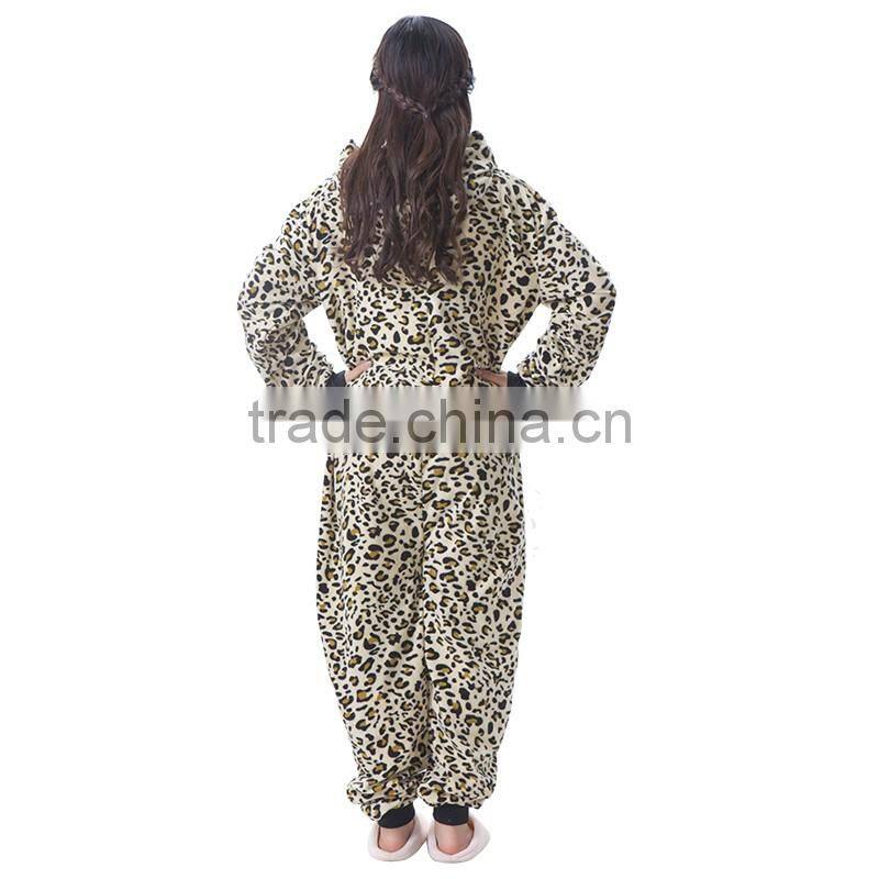 Polar fleece printed leopard onesie