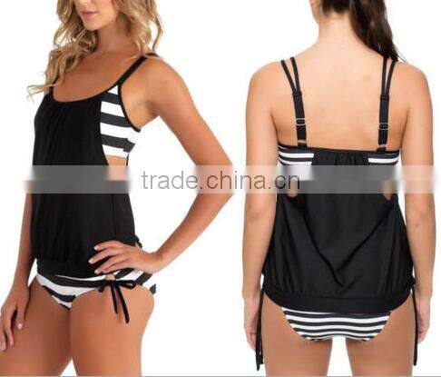 EY0039A Vertical Stripe Print Straps Short Bodysuit for Swimming Wear Sexy Beach Clothes