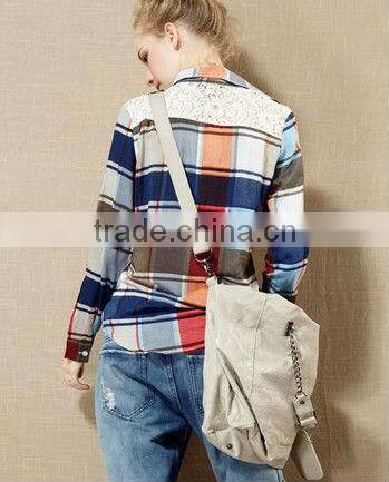 women cotton blouses/2013 cheap plaid shirts