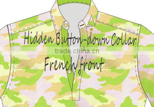 Designer custom half placket camo shirt