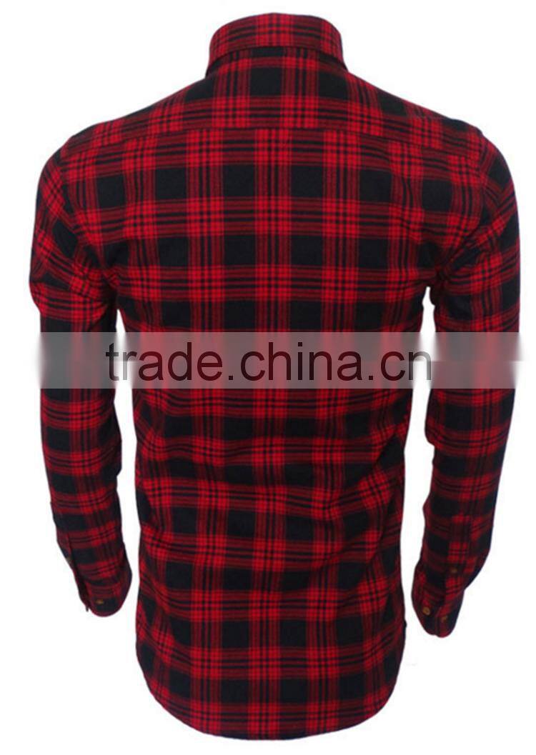 2015 new Brand Autumn Flannel mens plaid button-down collar warm fashion shirt