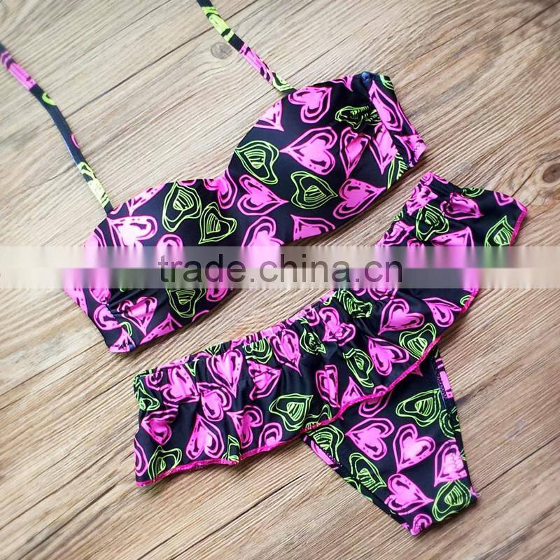 white lace halter printed swimwear bikini/yzh fancy bikini swimwear/ fancy bikini set swimwear beachwear