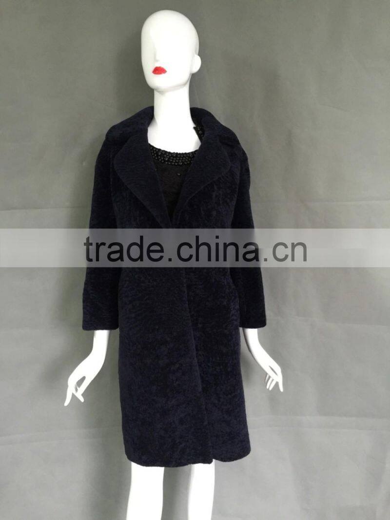 Winter new product the newest style gray genuine shearing jacket chashmere parka coat with fur collar for women