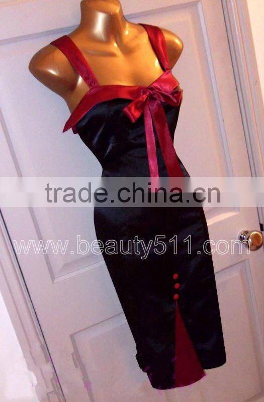 Vintage WW2 1940s 50s Repro Satin Wiggle Pinup Pencil Bombshell Hollywood Dress GP037