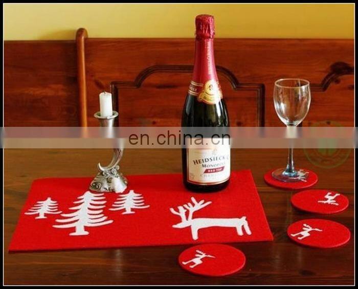4pcs set Round Felt custom printed placemats for Christmas decoration