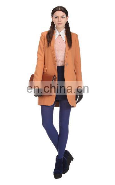 Latest catchy simple european style atmospheric board type tailored collar women coat winter clothing