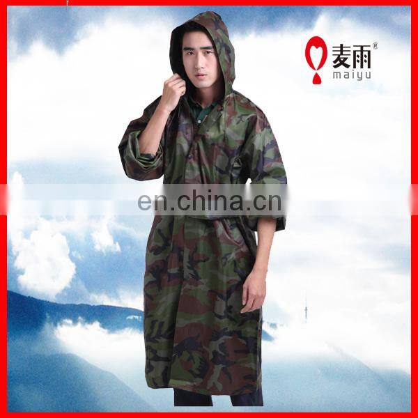 high quality army camouflage long raincoat for men