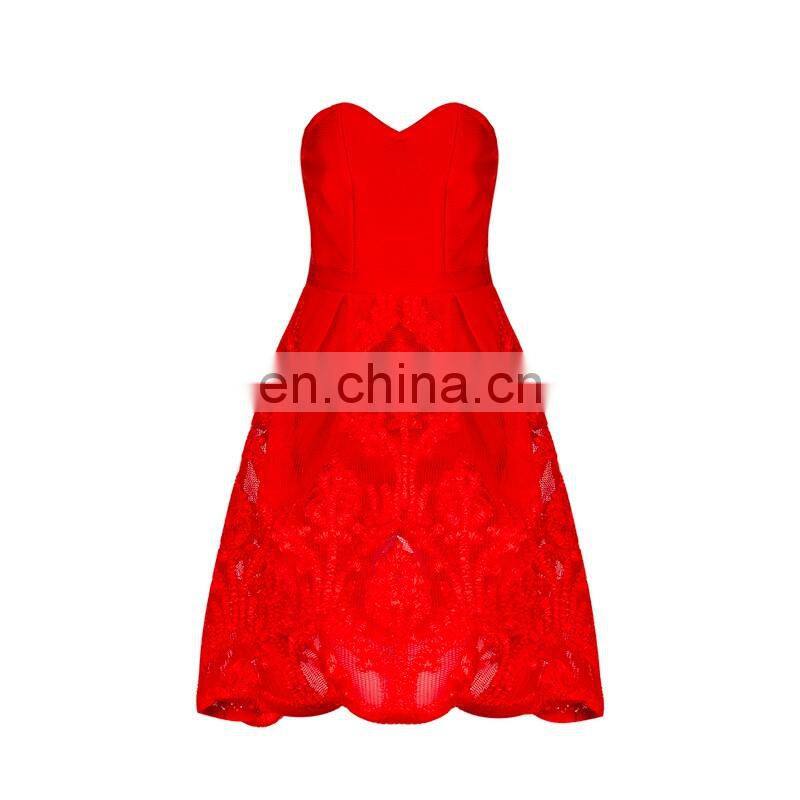 Amigo Red Sexy Women Summer Sleeveless Evening Dress Party Cocktail Short Lace Dress