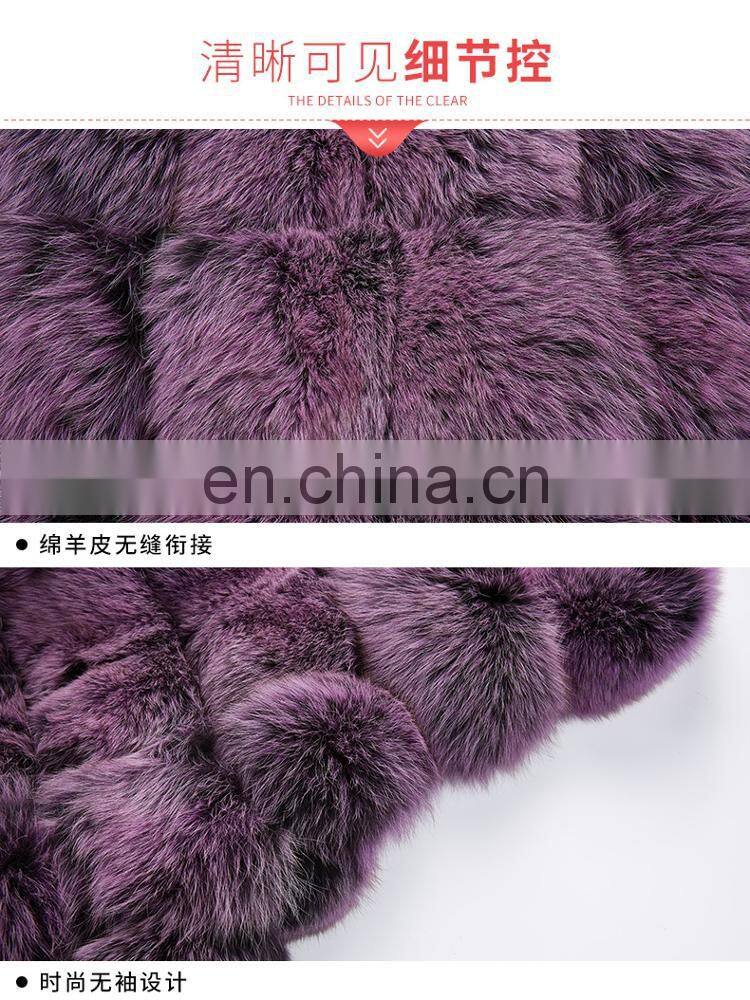 Russian Style Fox Fur Vest With Hat Real Fox Fur Gilet For Women