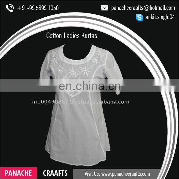 Hot Selling Embroidered Designer Cotton Ladies Kurtis