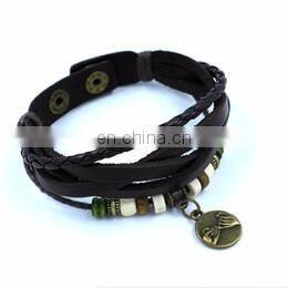 Couple bracelet unisex leather bracelet black leather