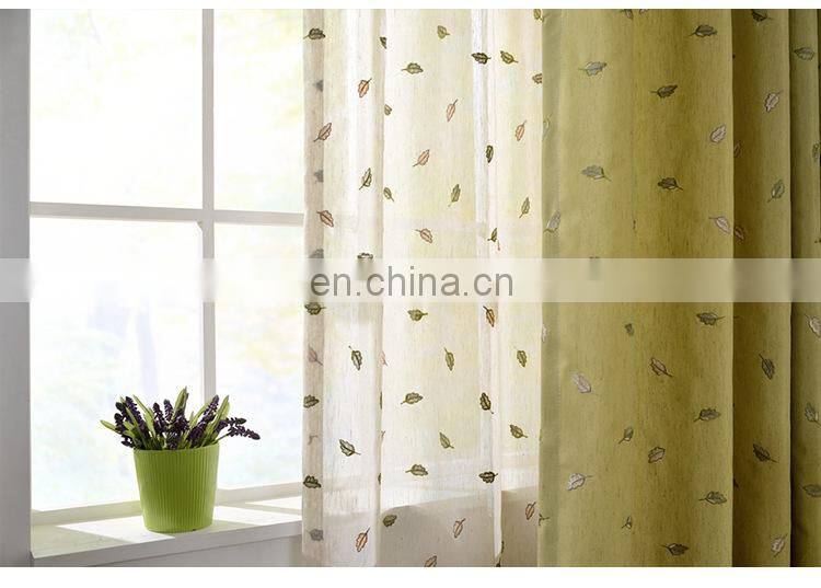 fantasy leaf pattern elegant plain embroidered texture linen curtain for decor