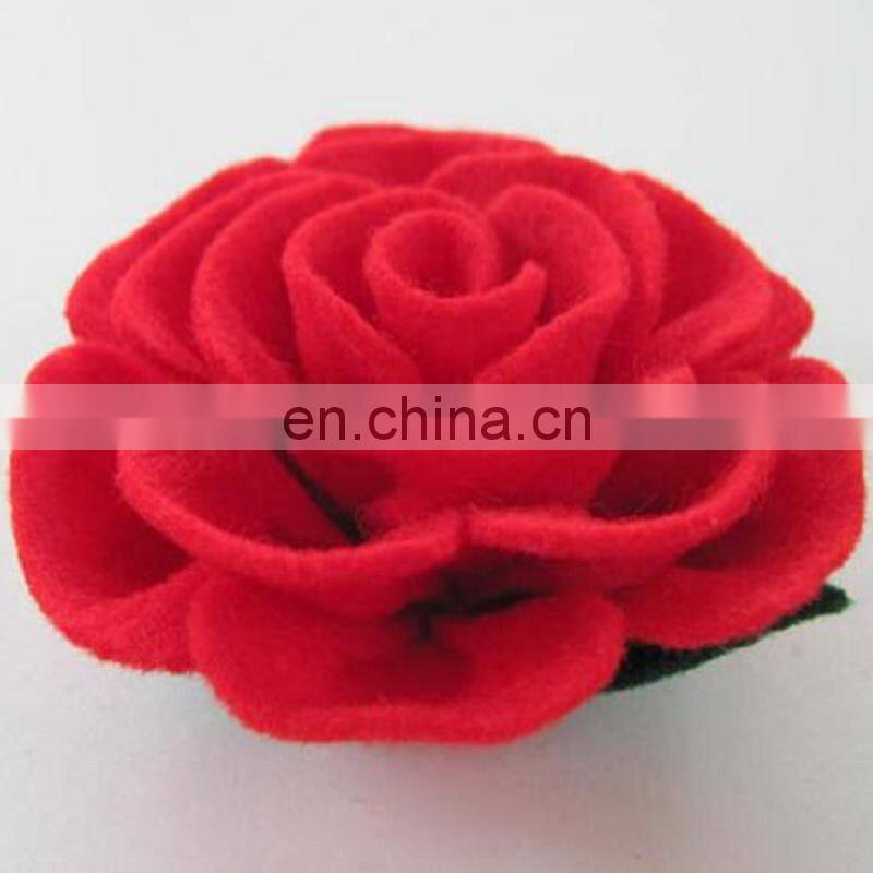 Wool Felt Flower with Leaves Felt Hair Flowers Handmade DIY accessories