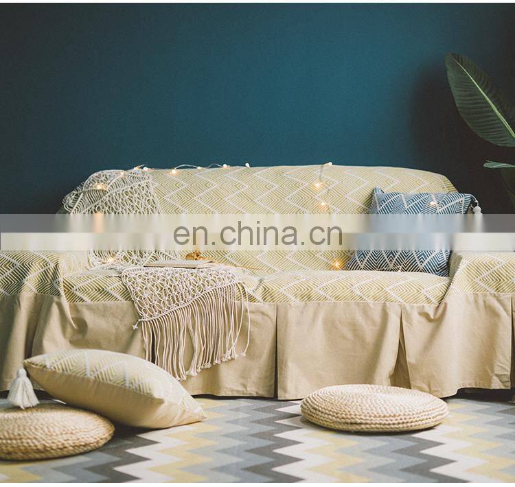 Yiwu Factory Home Decor Furniture Protector Fabric Couch Cover Triangular Stripe Jacquard Sofa Cover Protector