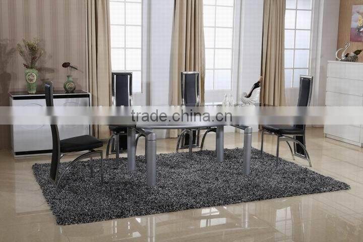 Black wooden base glass dining table for sale