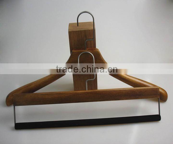 wooden clothes hanger luxury and pants hanger with velvet bar