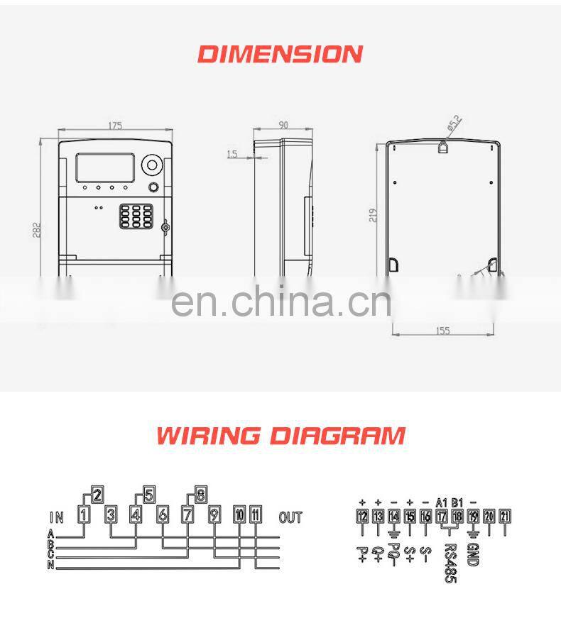 EM19 prepaid electricity meter three phase PLC prepaid energy meter