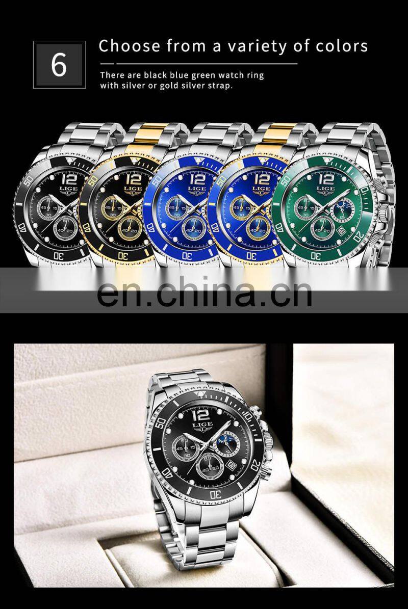 LIGE 8924 Quartz Watch For Men Sport Diver luxury men watch waterproof Date Clocks watches men
