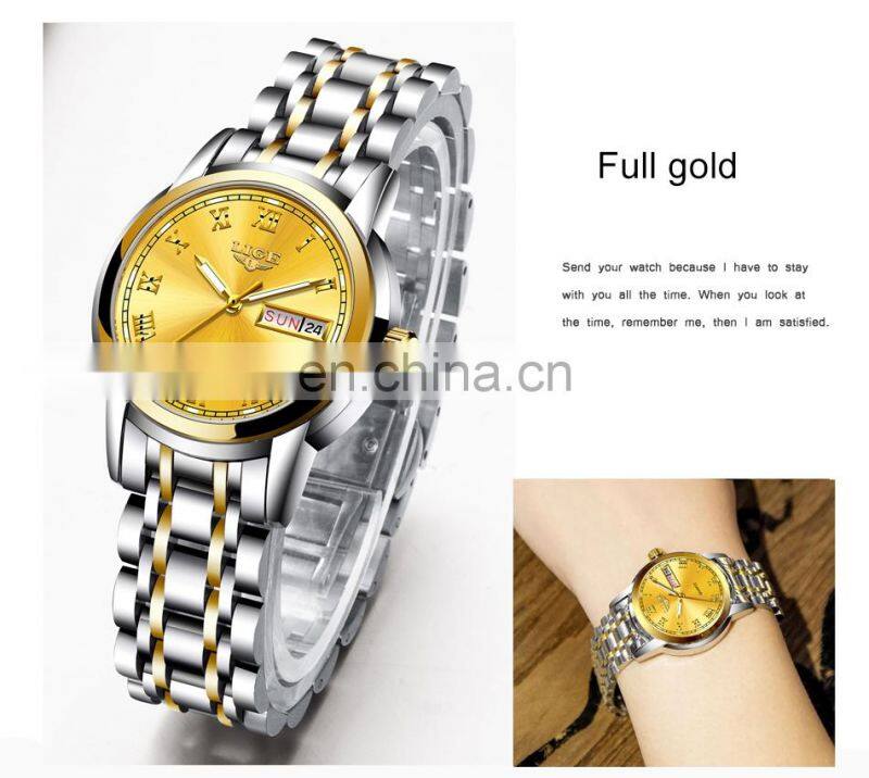 Lige 10007 New Stainless Steel Women Quartz Watch Waterproof Calendar Luxury Watches ladies Relogio Feminino