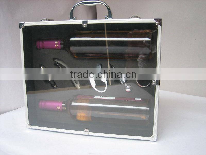 aluminum profile fireproof shell wine carrier case with lock and handle