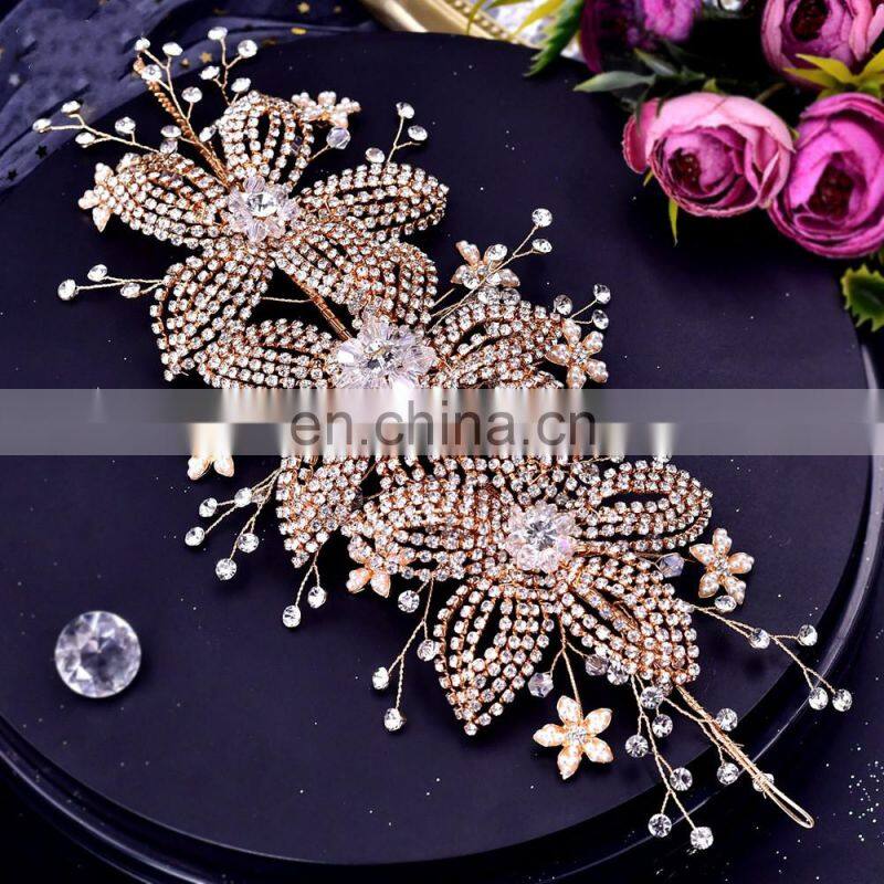 Flower Bridal Crown Tiara Rhinestone Wedding Hair Jewelry Bridal Hair Accessories Luxury Crystal Bridal Headwear