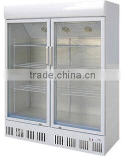 upright commercial sliding door open supermarket display fridge