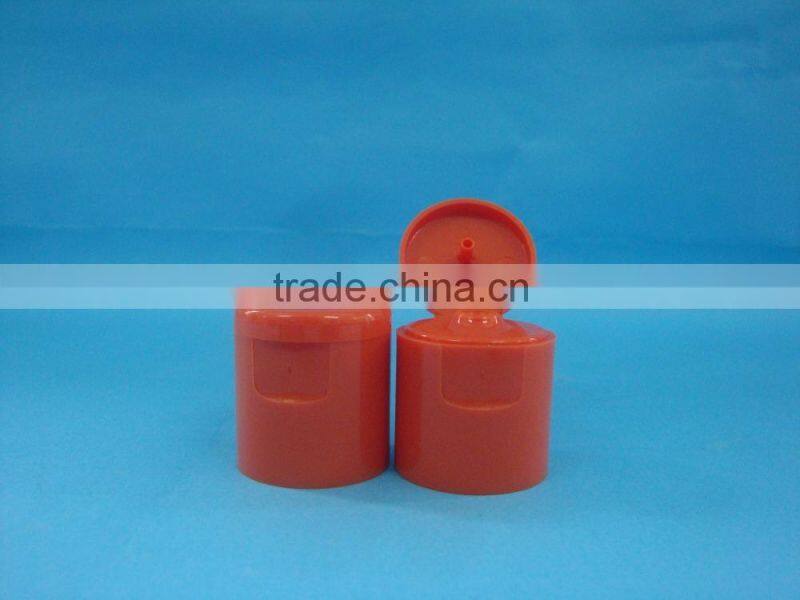 Plastic yellow flip top cap with liner 38-400/ 38mm closure ribbed cap for honey bottle