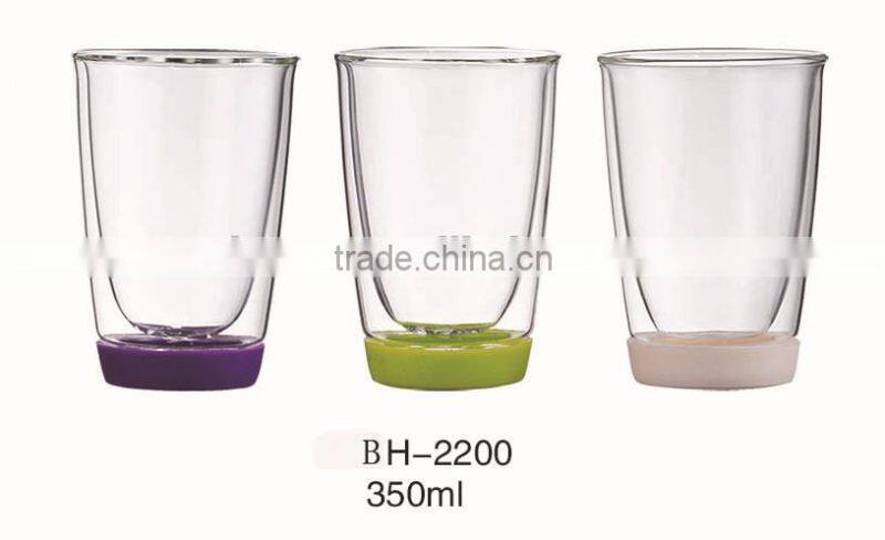 CE/EU/FDA/SGS/LFGB HANDBLOWN DOUBLE WALL TEA GLASS CUP WITH SILICONE SLEEVE