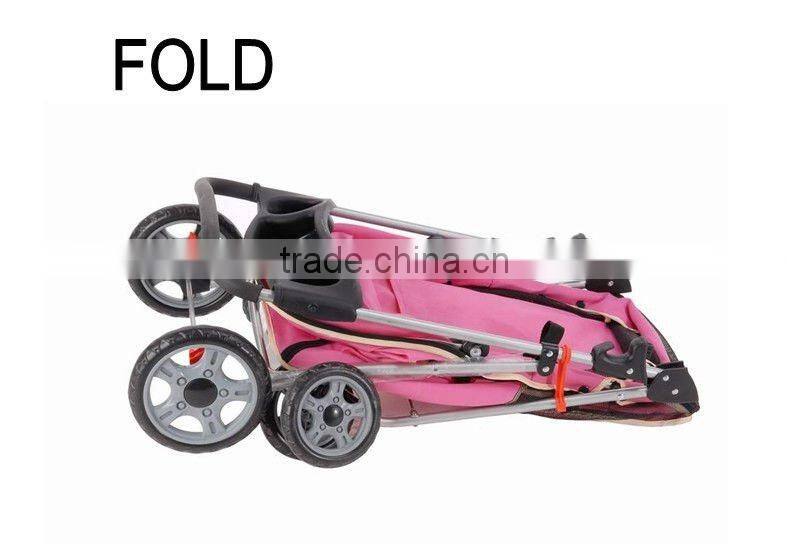 pink 4 wheels pet dog cat stroller/trolley