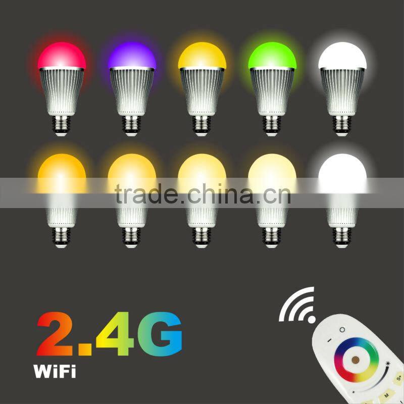 2013 hot sell e27 6w remote control rgb dimmable 2.4G wiifi led bulb