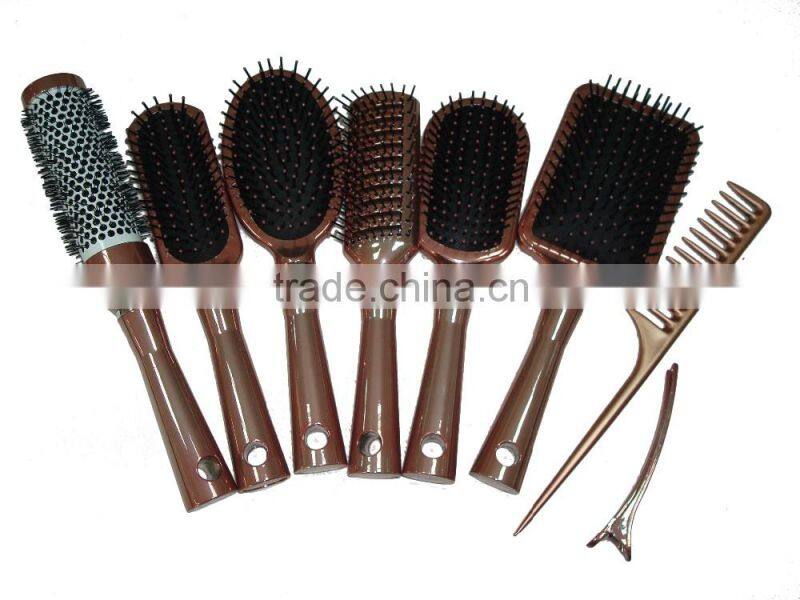good quality top selling new fashion metallic rose golden color plastic hair brush